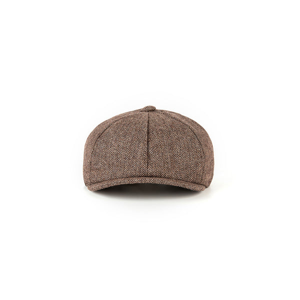 Brown Herringbone Tweed Newsboy Caps