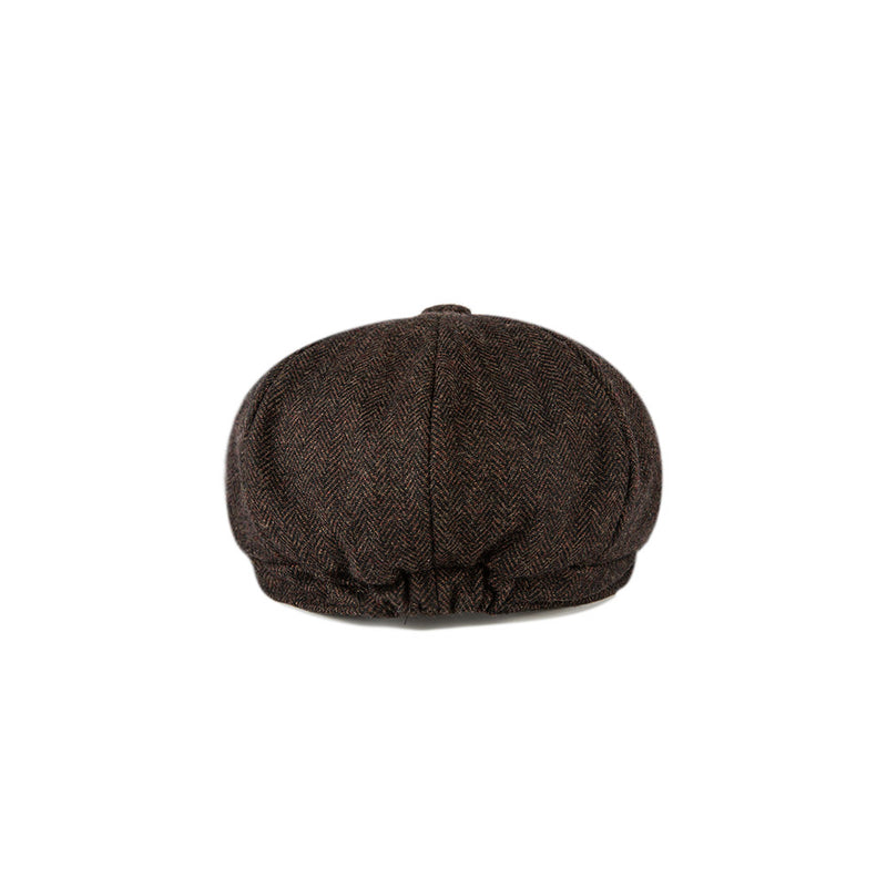 Dark Brown Herringbone Tweed Newsboy Caps