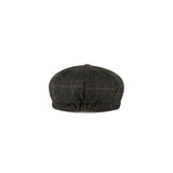 Charcoal Black Windowpane Tweed Newsboy Caps