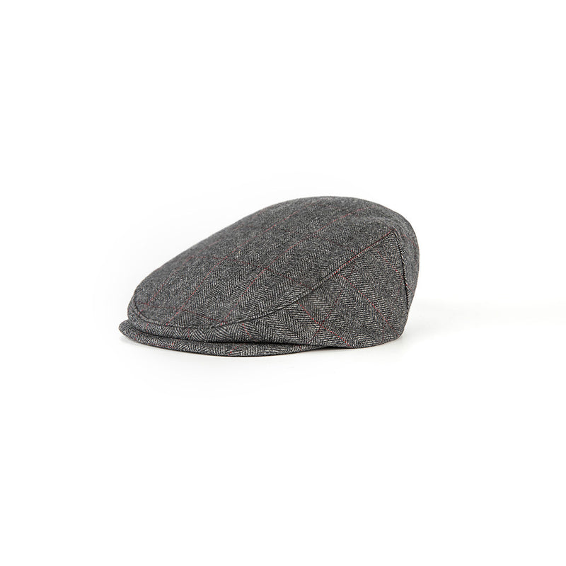 Traditional Grey Estate Herringbone Tweed Flat Caps