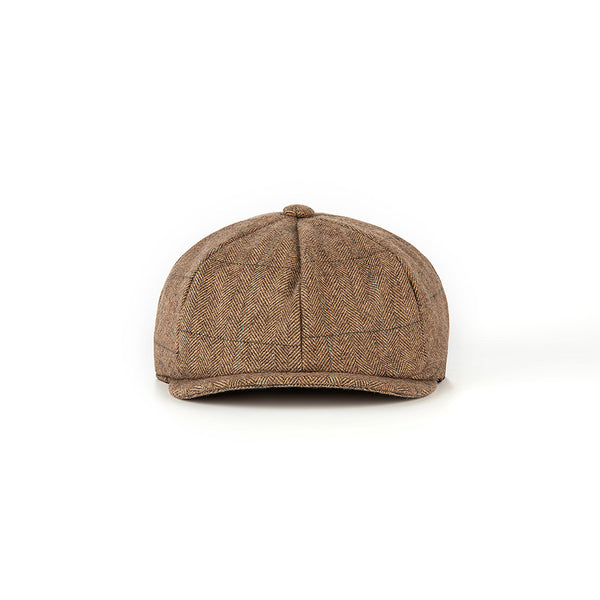 Brown Estate Herringbone Tweed Newsboy Caps