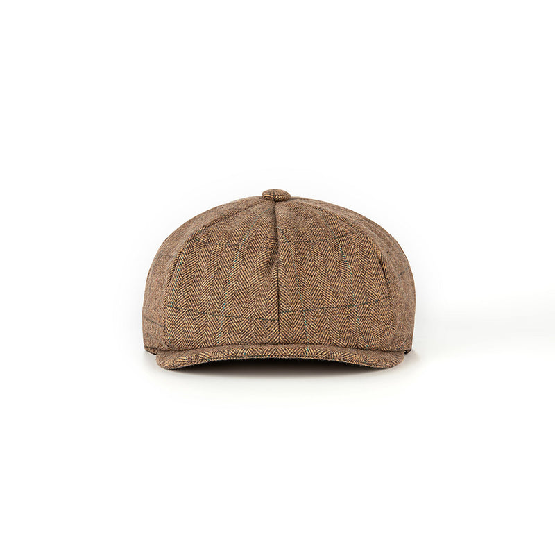 Brown Estate Herringbone Tweed Newsboy Caps