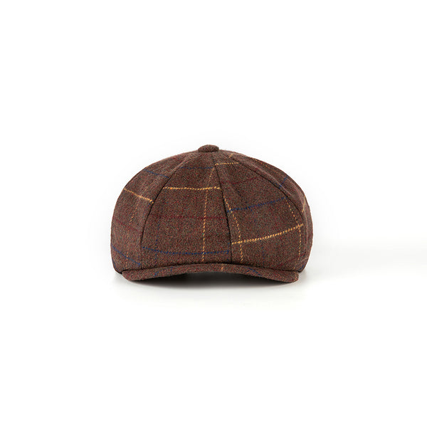 Retro Brown Overcheck Twill Tweed Newsboy Caps