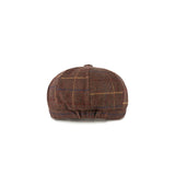 Retro Brown Overcheck Twill Tweed Newsboy Caps