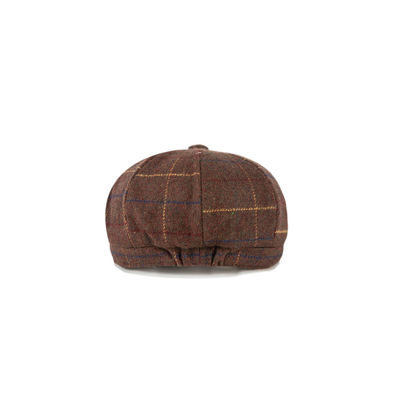 Retro Brown Overcheck Twill Tweed Newsboy Caps