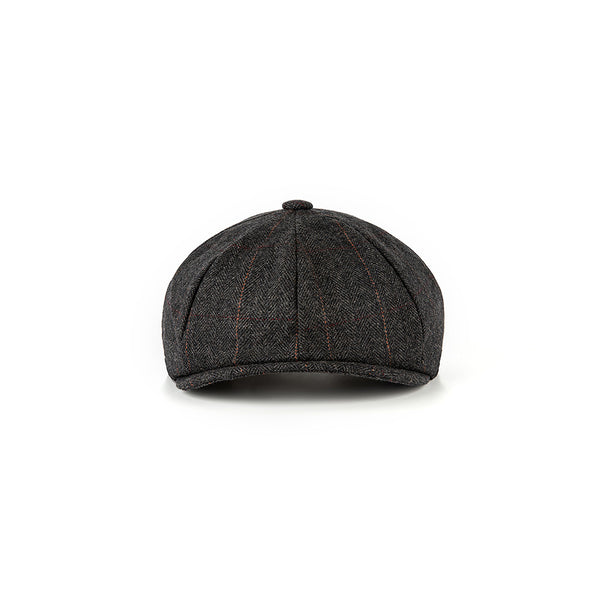 Charcoal Black Estate Herringbone Tweed Newsboy Caps