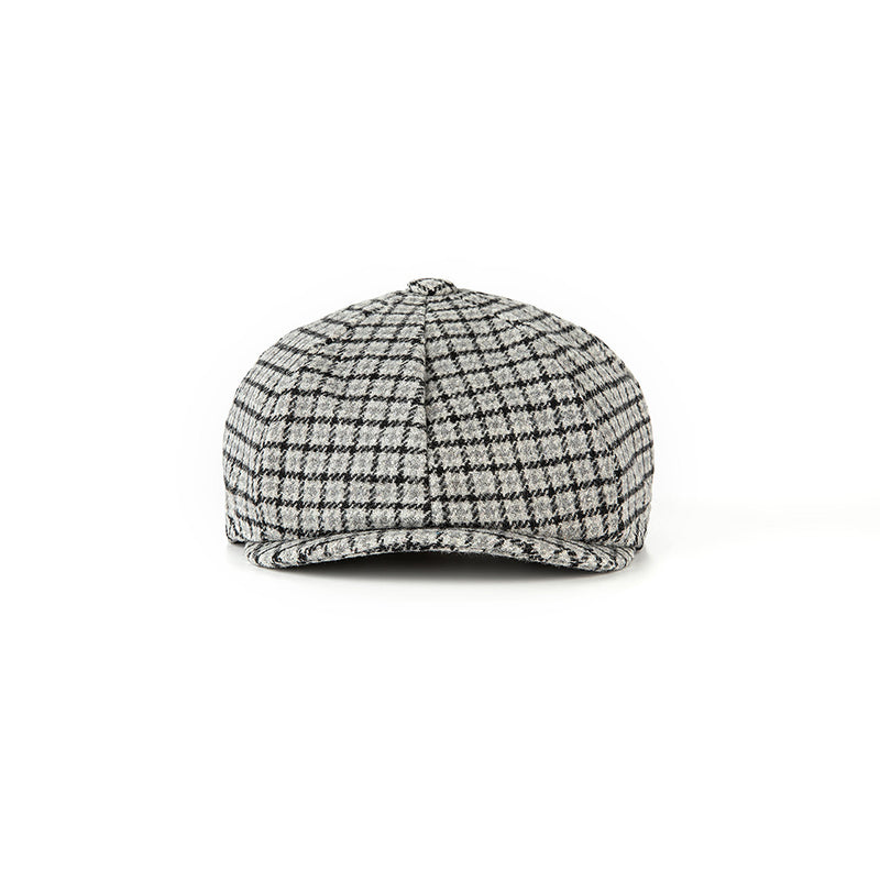 Grey Houndstooth Tweed Newsboy Caps