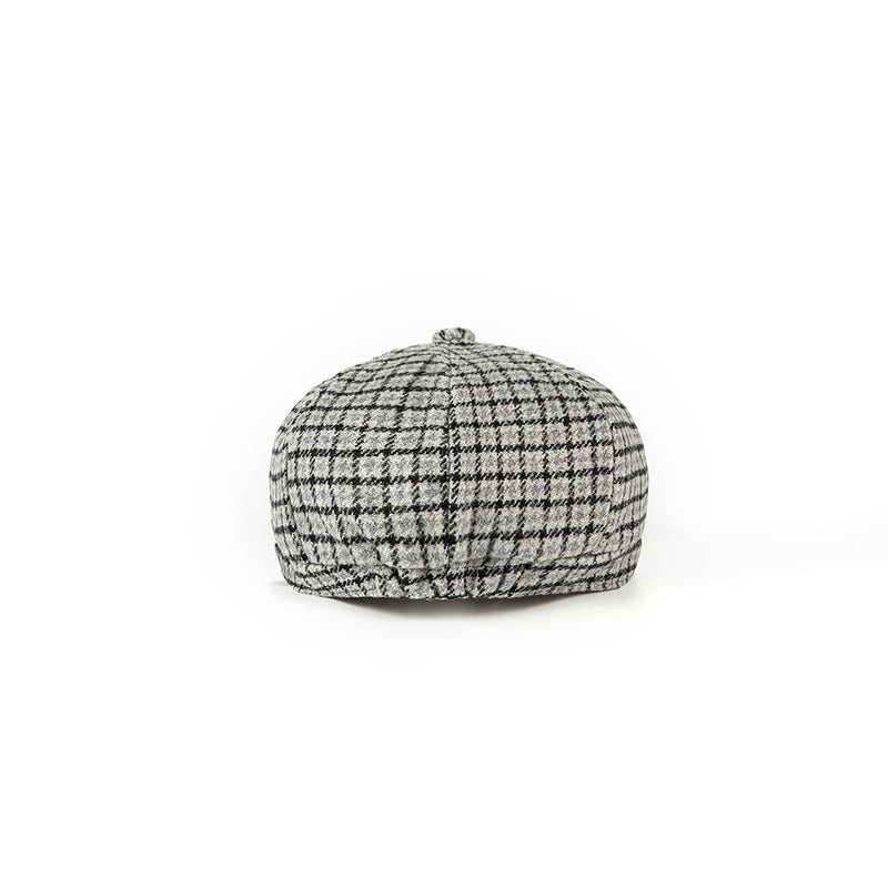 Grey Houndstooth Tweed Newsboy Caps