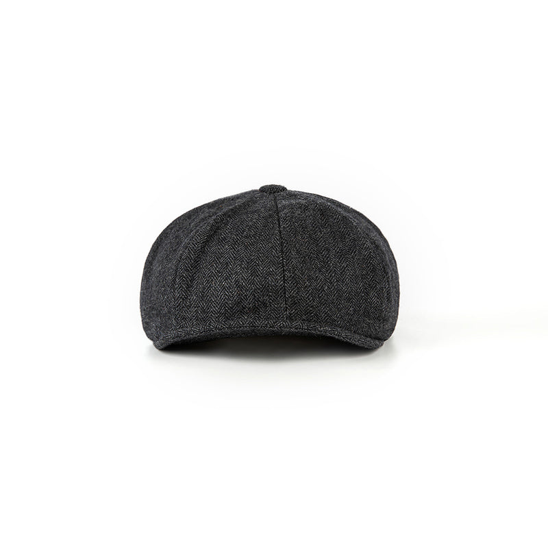 Dark Grey Herringbone Tweed Newsboy Caps