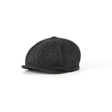 Dark Grey Herringbone Tweed Newsboy Caps