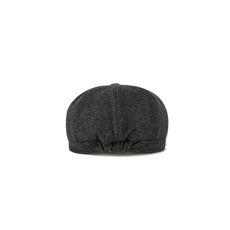 Dark Grey Herringbone Tweed Newsboy Caps