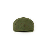 Olive Green Windowpane Tweed Newsboy Caps
