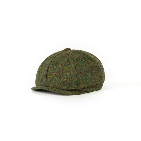 Olive Green Windowpane Tweed Newsboy Caps