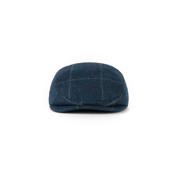 Blue Overcheck Tweed Flat Caps