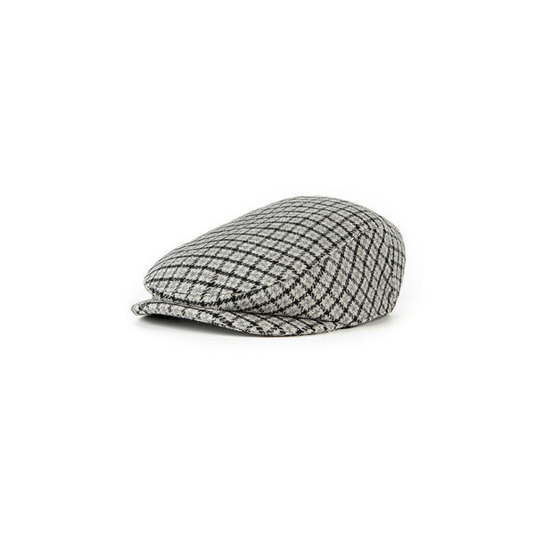 Grey Houndstooth Tweed Flat Caps
