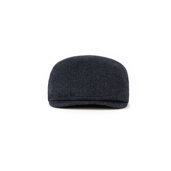 Dark Navy Estate Herringbone Tweed Flat Caps