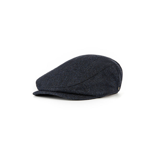 Dark Navy Estate Herringbone Tweed Flat Caps