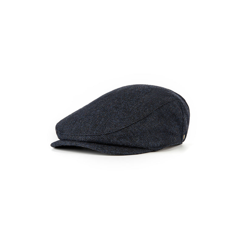 Dark Navy Estate Herringbone Tweed Flat Caps