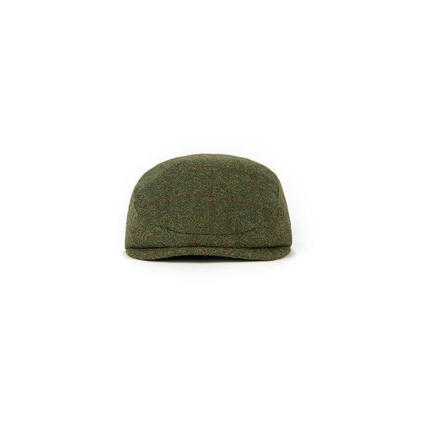 Olive Green Windowpane Tweed Flat Caps