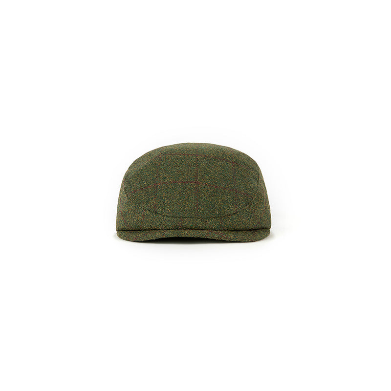 Olive Green Windowpane Tweed Flat Caps