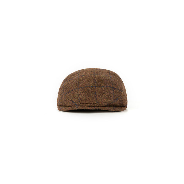 Country Brown Windowpane Tweed Flat Caps
