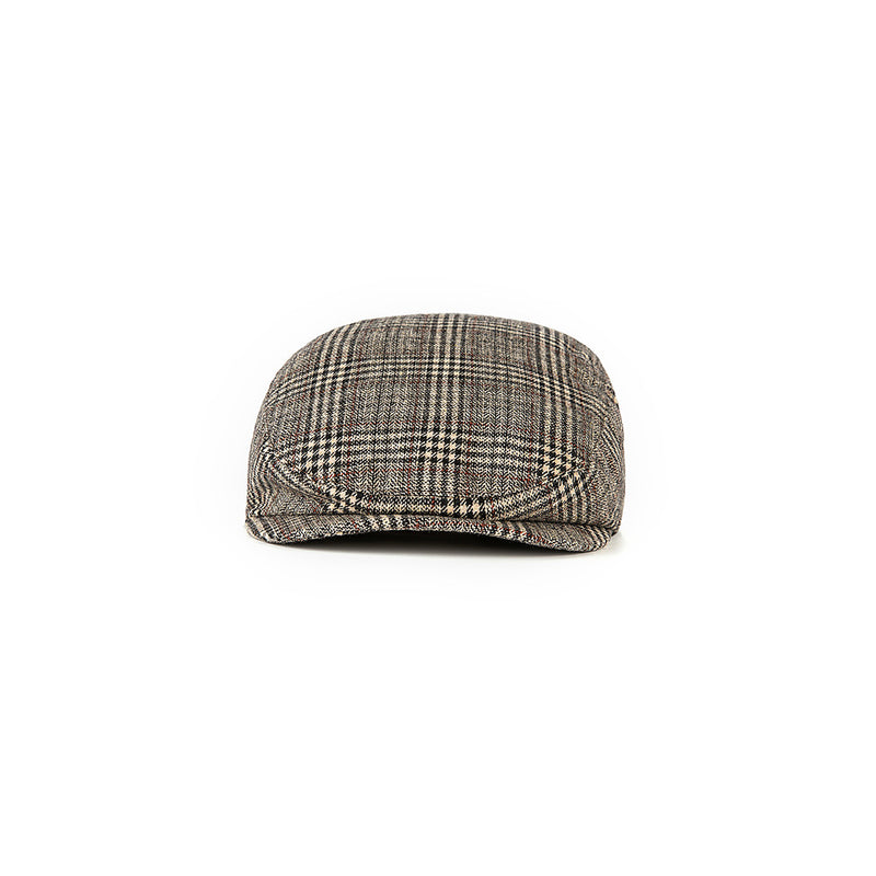Brown Houndstooth Tweed Flat Caps