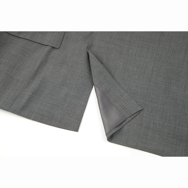 Middle Grey Mercerized Wool Stretch Fabric 3 Piece Suit - Yoosuitan