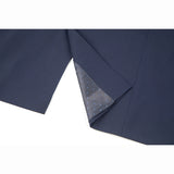 Navy Blue Mercerized Wool Stretch Fabric 3 Piece Suit - Yoosuitan