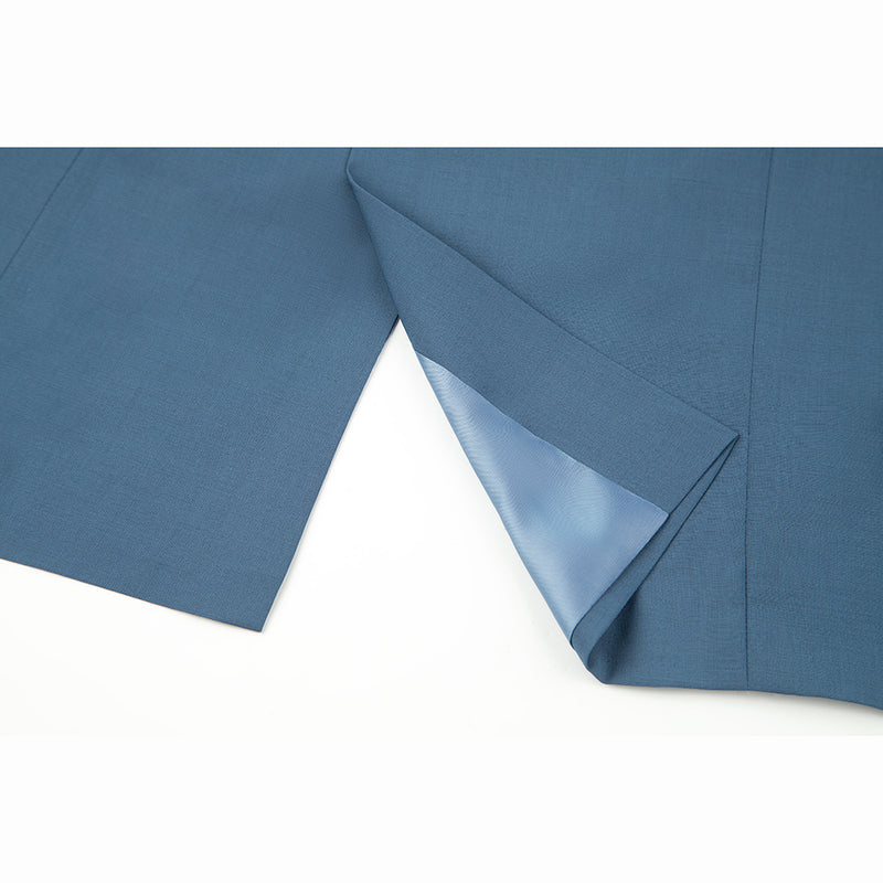 Denim Blue Mercerized Wool Stretch Fabric 3 Piece Suit - Yoosuitan