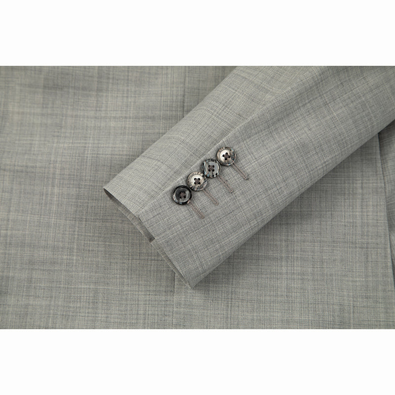 Light Grey Mercerized Wool Stretch Fabric 3 Piece Suit - Yoosuitan