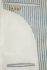 Light Blue Stripe Linen 3 Piece Suit - Yoosuitan