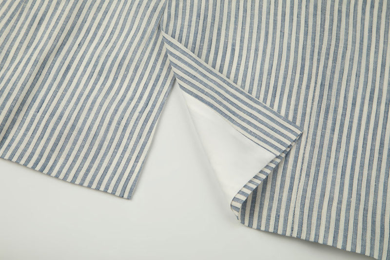 Light Blue Stripe Linen 3 Piece Suit - Yoosuitan