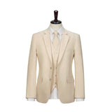 Cream Linen 3 Piece Suit - Yoosuitan