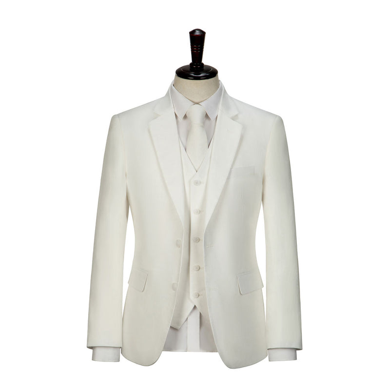 Ivory Linen 3 Piece Suit - Yoosuitan