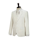 Ivory Linen 3 Piece Suit - Yoosuitan