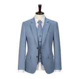 Light Blue Linen 3 Piece Suit - Yoosuitan