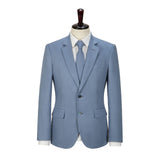 Light Blue Linen 3 Piece Suit - Yoosuitan