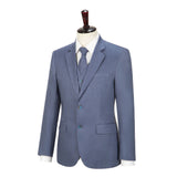 Denim Blue Linen 3 Piece Suit - Yoosuitan