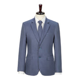 Denim Blue Linen 3 Piece Suit - Yoosuitan