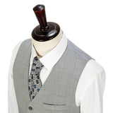 Light Grey Mercerized Wool Stretch Fabric 3 Piece Suit - Yoosuitan