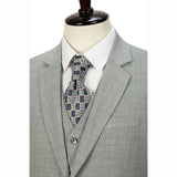 Light Grey Mercerized Wool Stretch Fabric 3 Piece Suit - Yoosuitan