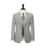 Light Grey Mercerized Wool Stretch Fabric 3 Piece Suit - Yoosuitan