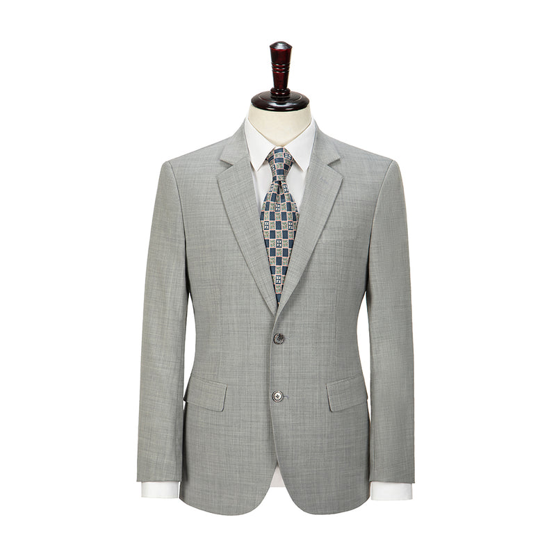 Light Grey Mercerized Wool Stretch Fabric 3 Piece Suit - Yoosuitan