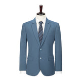 Denim Blue Mercerized Wool Stretch Fabric 3 Piece Suit - Yoosuitan