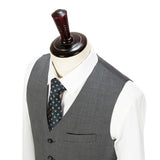 Middle Grey Mercerized Wool Stretch Fabric 3 Piece Suit - Yoosuitan