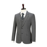 Middle Grey Mercerized Wool Stretch Fabric 3 Piece Suit - Yoosuitan