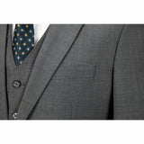 Middle Grey Mercerized Wool Stretch Fabric 3 Piece Suit - Yoosuitan