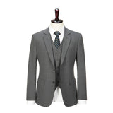 Middle Grey Mercerized Wool Stretch Fabric 3 Piece Suit - Yoosuitan