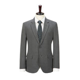 Middle Grey Mercerized Wool Stretch Fabric 3 Piece Suit - Yoosuitan