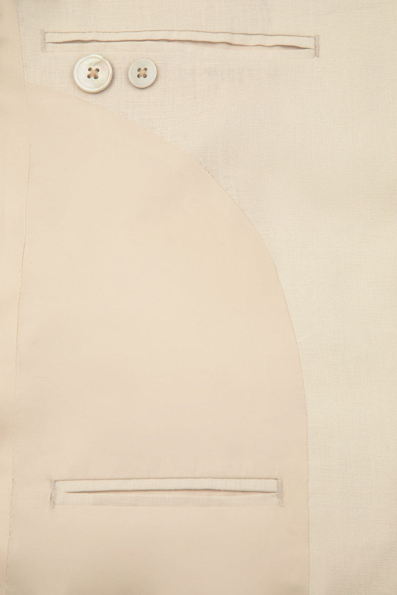 Cream Linen 3 Piece Suit - Yoosuitan